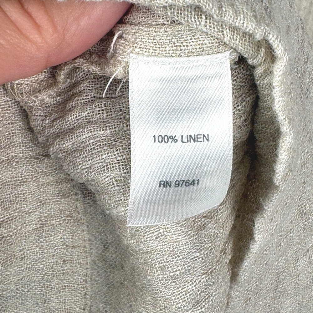 Pure Jill Women 100% Linen Longline Tie Front Vest Sz M Beige Lagenlook Coastal - Picture 6 of 10